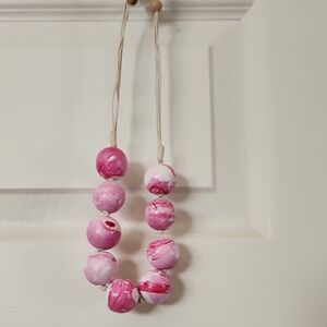 Pink and White Beaded Necklace